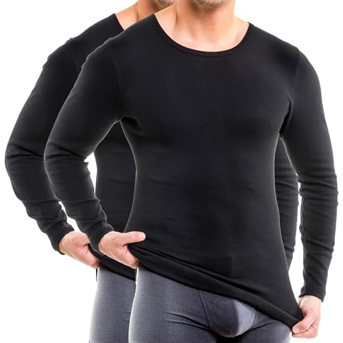HERMKO 3640 2er Pack Herren Langarm Shirt (Weitere Farben) aus 100% Bio-Baumwolle, Größe:D 8 = EU XXL, Farbe:schwarz von HERMKO