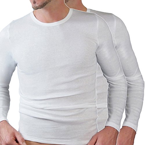 HERMKO 3640 2er Pack Herren Langarm Shirt (Weitere Farben) aus 100% Bio-Baumwolle, Größe:D 8 = EU XXL, Farbe:weiß von HERMKO