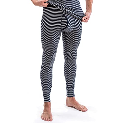 HERMKO 3654005 Herren Lange Thermounterhose mit Eingriff innen angeraut und mit weichem Dehnbund, Größe:D 10 = EU 4XL, Farbe:Marine Ringel von HERMKO