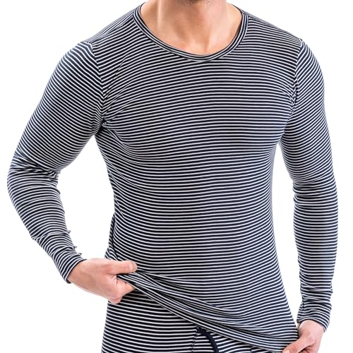 HERMKO 3664005 Herren Langarm Thermo-Shirt, Größe:D 10 = EU 4XL, Farbe:Marine Ringel von HERMKO