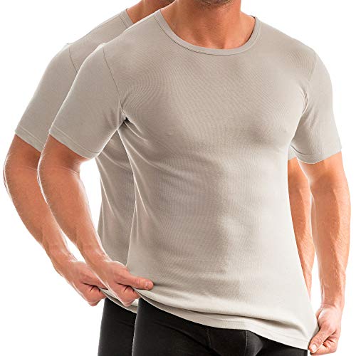 HERMKO 3840 2er Pack Herren Kurzarm Shirt (Weitere Farben), 100% Bio-Baumwolle, Größe:D 9 = EU 3XL, Farbe:grau von HERMKO