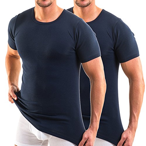 HERMKO 3840 2er Pack Herren Kurzarm Shirt (Weitere Farben), 100% Bio-Baumwolle, Größe:D 14 = EU 8XL, Farbe:Marine von HERMKO