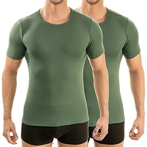 HERMKO 3840 2er Pack Herren Kurzarm Shirt (Weitere Farben), 100% Bio-Baumwolle, Größe:D 8 = EU XXL, Farbe:Olive von HERMKO