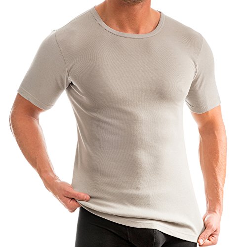 HERMKO 3840 Herren Business Shirt aus 100% Bio-Baumwolle, Kurzarm Hemd, 1/2-Arm Unterhemd in vielen Farben, Größe:D 10 = EU 4XL, Farbe:grau von HERMKO
