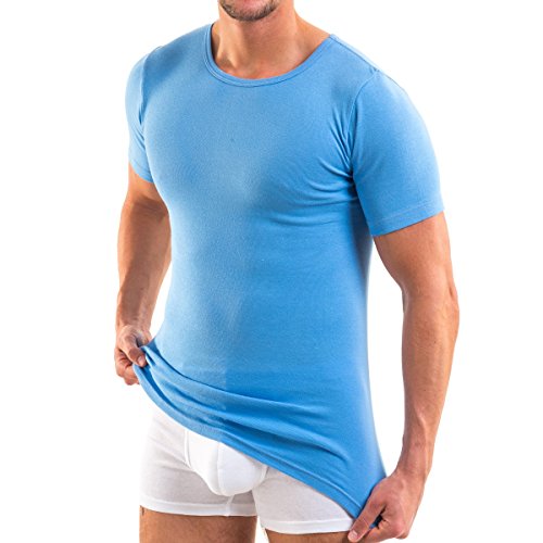 HERMKO 3840 Herren Business Shirt aus 100% Bio-Baumwolle, Kurzarm Hemd, 1/2-Arm Unterhemd in vielen Farben, Größe:D 11 = EU 5XL, Farbe:hellblau von HERMKO