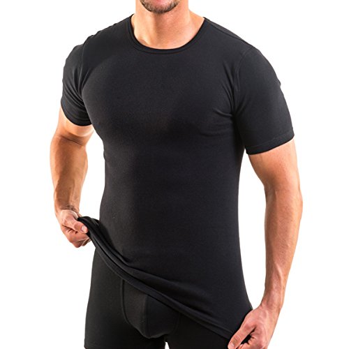 HERMKO 3840 Herren Business Shirt aus 100% Bio-Baumwolle, Kurzarm Hemd, 1/2-Arm Unterhemd in vielen Farben, Größe:D 11 = EU 5XL, Farbe:schwarz von HERMKO