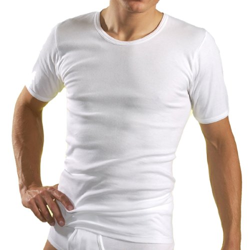 HERMKO 3840 Herren Business Shirt aus 100% Bio-Baumwolle, Kurzarm Hemd, 1/2-Arm Unterhemd in vielen Farben, Größe:D 5 = EU M, Farbe:weiß von HERMKO