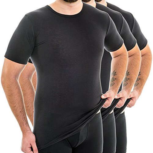 HERMKO 3847 3er Pack Herren extralanges Kurzarm Shirt (+10cm) aus 100% Bio-Baumwolle, Größe:D 5 = EU M, Farbe:schwarz von HERMKO