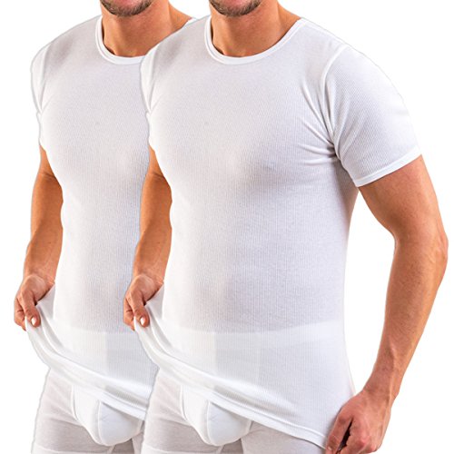 HERMKO 3848 Herren Bio Kurzarm Shirt Doppelripp 2er Pack, Größe:D 10 = EU 4XL, Farbe:weiß von HERMKO