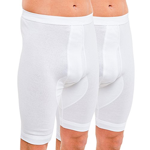HERMKO 3980 2er Pack Herren Longpant mit Eingriff, hoher Leib aus 100% Bio-Baumwolle, Größe:D 5 = EU M, Farbe:weiß von HERMKO