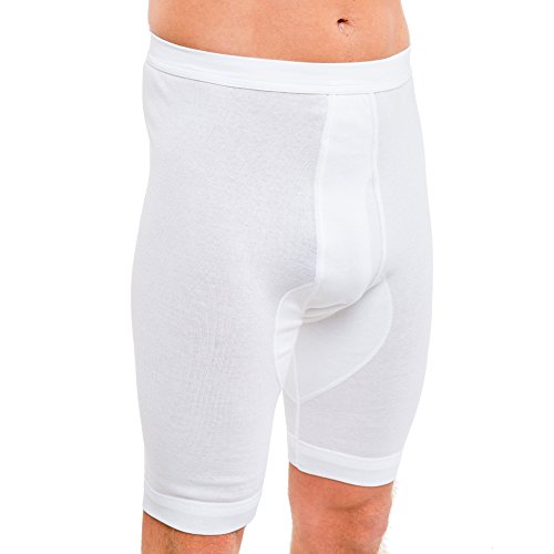 HERMKO 3980 Herren knielanger Slip mit Eingriff und Weichbund, Schlüpfer mit hohem Leib aus 100% Bio-Baumwolle, Größe:D 8 = EU XXL, Farbe:weiß von HERMKO