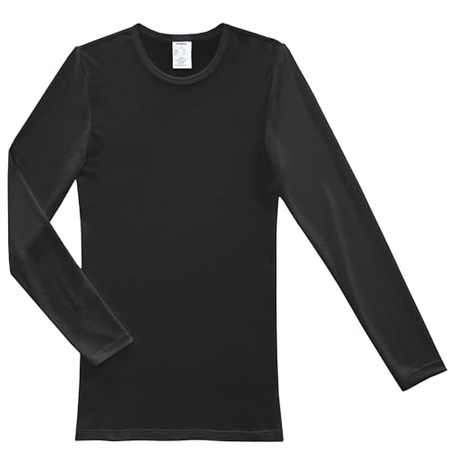 HERMKO 40640 Herren Langarm Shirt aus Wolle/Tencel, Größe:D 5 = EU M, Farbe:schwarz von HERMKO