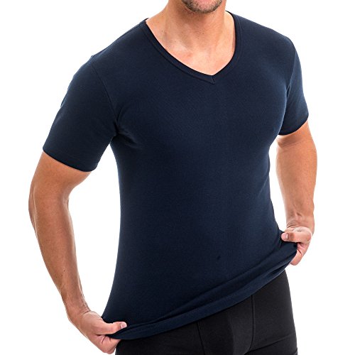 HERMKO 4880 Herren Kurzarm Shirt mit V-Ausschnitt, Business Unterhemd aus 100% Bio-Baumwolle, Größe:D 10 = EU 4XL, Farbe:Marine von HERMKO