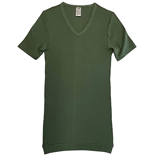 HERMKO 488710 Extralanges Herren Kurzarm Shirt +6 cm V-Neck mit Bund als Abschluss aus 100% Bio-Baumwolle, Größe:D 6 = EU L, Farbe:Olive von HERMKO