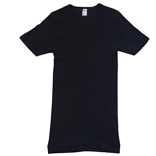 HERMKO 488710 Extralanges Herren Kurzarm Shirt +6 cm V-Neck mit Bund als Abschluss aus 100% Bio-Baumwolle, Größe:D 9 = EU 3XL, Farbe:Marine von HERMKO