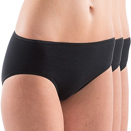 HERMKO 5031 3er Pack Damen Midi-Slip aus 95% Baumwolle + 5% Elastan, Farbe:schwarz, Größe:48/50 (XL) von HERMKO