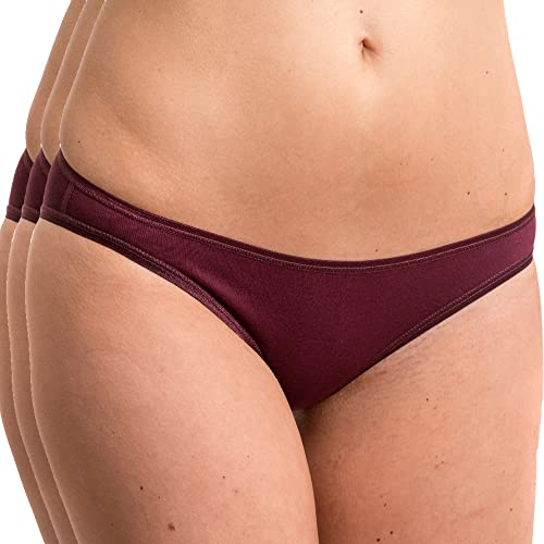 HERMKO 5032 3er Pack Damen Mini Slips aus Baumwolle/Elastan, Farbe:Bordeaux, Größe:32/34 (XS) von HERMKO