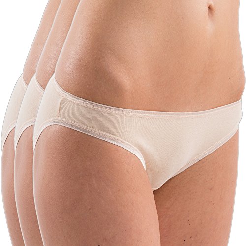 HERMKO 5032 3er Pack Damen Mini Slips aus Baumwolle/Elastan, Farbe:Cream (hautfarben), Größe:36/38 (S) von HERMKO