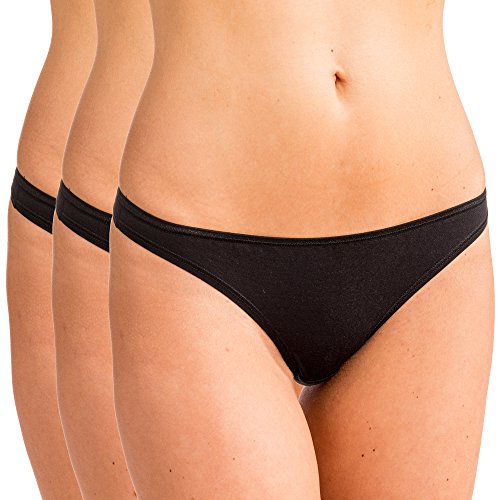 HERMKO 5050 3er Pack Damen Strings aus Baumwolle/Elastan, Farbe:schwarz, Größe:32/34 (XS) von HERMKO