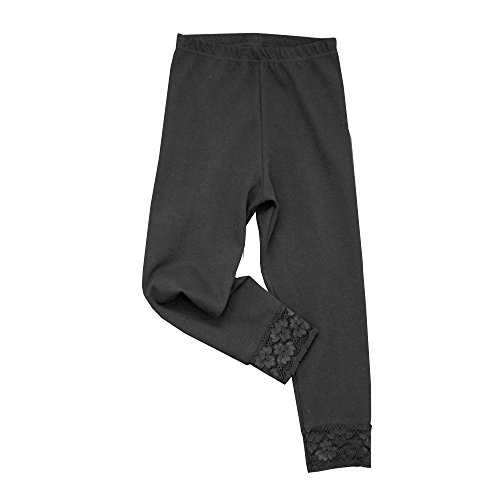 HERMKO 52722 Mädchen Capri-Leggings mit Raschelspitze am Abschluss, Farbe:schwarz, Größe:128 von HERMKO