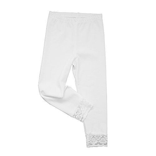 HERMKO 52722 Mädchen Capri-Leggings mit Raschelspitze am Abschluss, Farbe:weiß, Größe:140 von HERMKO