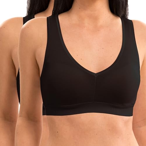 HERMKO 5420 2er Pack Damen Bustier mit schönem Bund, Farbe:schwarz, Größe:40/42 (M) von HERMKO