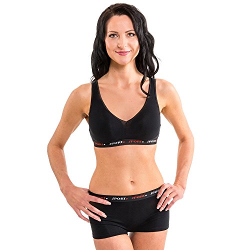 HERMKO 5420 2er Pack Damen Bustier mit schönem Bund, Farbe:schwarz - Sport, Größe:44/46 (L) von HERMKO