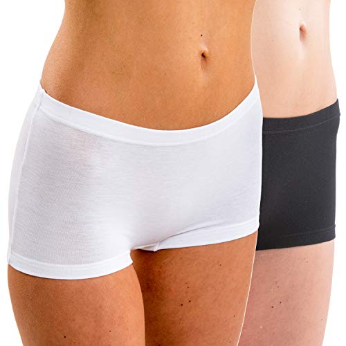 HERMKO 5700 2er Pack Damen Panty aus anschmiegsamer Baumwolle/Elastan, Farbe:weiß/schwarz, Größe:40/42 (M) von HERMKO