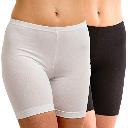 HERMKO 5780 2er Pack Damen Longpant - knielanger Pant, Farbe:weiß/schwarz, Größe:52/54 (XXL) von HERMKO