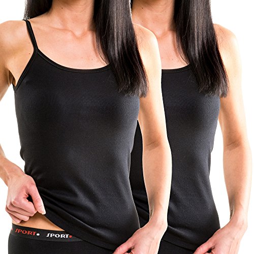 HERMKO 61560 Doppelpack Damen Funktions Trägerhemd Top schnelltrocknend und atmungsaktiv, Farbe:schwarz, Größe:40/42 (M) von HERMKO