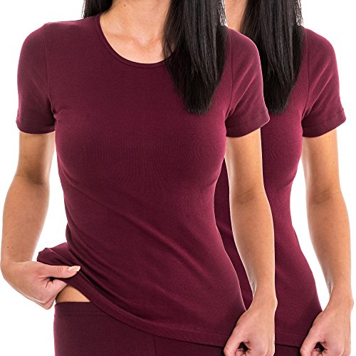 HERMKO 61800 2er Pack Damen Funktionsshirt Funktionsunterwäsche schnelltrocknened, Farbe:Bordeaux, Größe:44/46 (L) von HERMKO