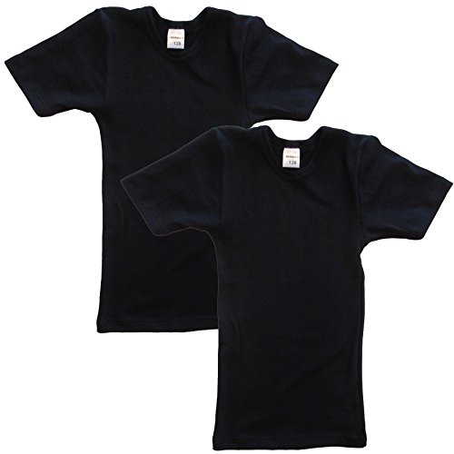 HERMKO 62810 2er Pack Kinder kurzarm Funktionsshirt für Sport und Alltag, Farbe:schwarz, Größe:104 von HERMKO