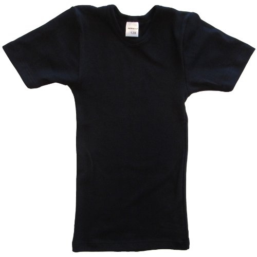 HERMKO 62810 Kinder Funktionswäsche Kurzarm Shirt, Funktionsunterhemd für Mädchen und Jungen, Farbe:schwarz, Größe:140 von HERMKO