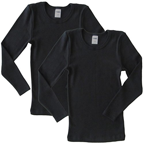 HERMKO 62830 2er Pack Kinder Langarm Funktionsunterhemd, Farbe:schwarz, Größe:140 von HERMKO