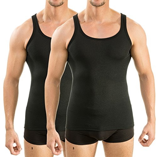 HERMKO 63000 2er Pack Herren Funktionsunterhemd, Tank Top (Weitere Farben), Größe:D 12 = EU 6XL, Farbe:schwarz von HERMKO