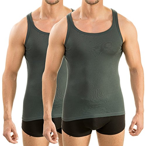 HERMKO 63000 2er Pack Herren Funktionsunterhemd, Tank Top (Weitere Farben), Größe:D 12 = EU 6XL, Farbe:Graphit von HERMKO