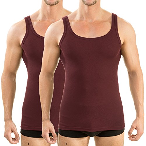 HERMKO 63000 2er Pack Herren Funktionsunterhemd, Tank Top (Weitere Farben), Größe:D 6 = EU L, Farbe:Bordeaux von HERMKO