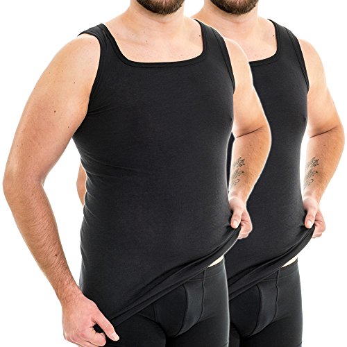 HERMKO 63027 2er Pack Herren Funktionsunterhemd extralang, Größe:D 6 = EU L, Farbe:schwarz von HERMKO