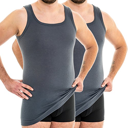 HERMKO 63027 2er Pack Herren Funktionsunterhemd extralang, Größe:D 8 = EU XXL, Farbe:Graphit von HERMKO