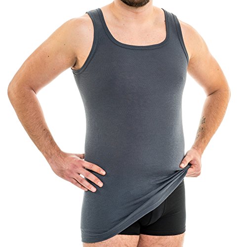 HERMKO 63027 Herren Tank Top Funktionsunterwäsche extralang, Größe:D 5 = EU M, Farbe:Graphit von HERMKO
