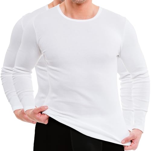 HERMKO 63640 2er Pack Funktionsshirt, Langarm, Sportunterhemd für Herren - Funktionsunterwäsche, Größe:D 8 = EU XXL, Farbe:weiß von HERMKO