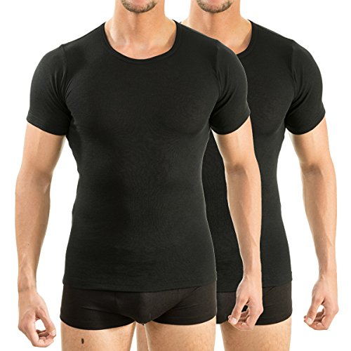 HERMKO 63840 2er Pack Herren Funktionsunterwäsche Shirt mit 1/4 Arm, Rundhals (Weitere Farben), Größe:D 5 = EU M, Farbe:schwarz von HERMKO