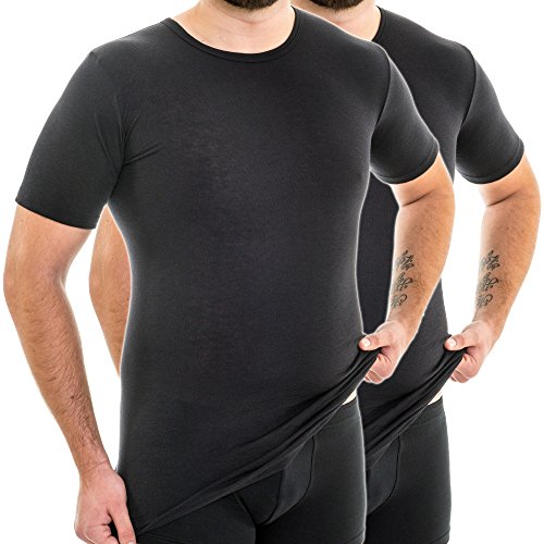 HERMKO 63847 2er Pack Herren Business Funktionsunterhemd extralang (+ 10cm), Größe:D 10 = EU 4XL, Farbe:schwarz von HERMKO