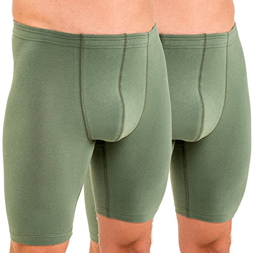 HERMKO 8955 2er Pack Herren Longpant - Knielange Unterhose mit Dehnbund aus Baumwolle/Elastan - Formstabil, Bequem und Hautfreundlich, Größe:D 6 = EU L, Farbe:Olive von HERMKO