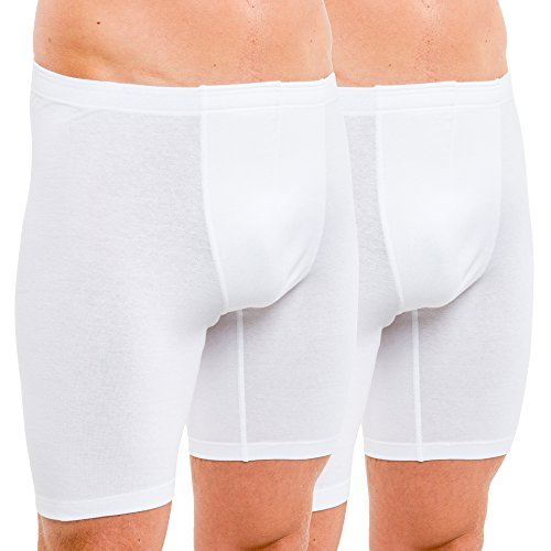 HERMKO 8955 2er Pack Herren Longpant - Knielange Unterhose mit Dehnbund aus Baumwolle/Elastan - Formstabil, Bequem und Hautfreundlich, Größe:D 7 = EU XL, Farbe:weiß von HERMKO