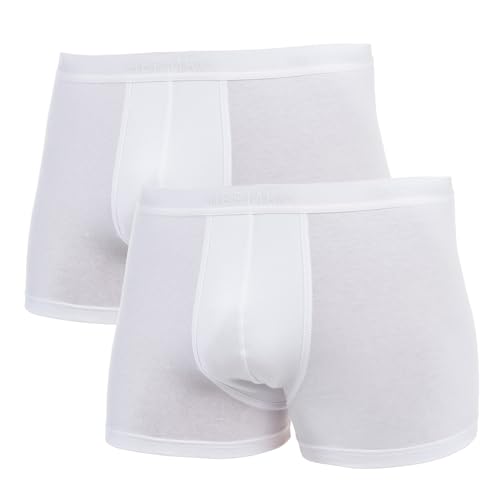 HERMKO 908960 Herren Pant Retroshorts im 2er Pack mit Webbund aus Bio-Baumwolle/Elastan, Größe:D 8 = EU XXL, Farbe:weiß von HERMKO