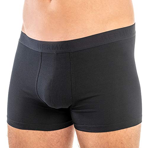 HERMKO 908960 Herren Pant Boxershorts aus Bio-Baumwolle/Elastan, Größe:D 8 = EU XXL, Farbe:schwarz von HERMKO