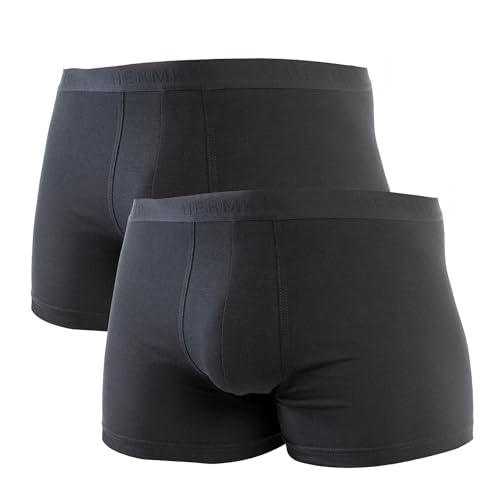 HERMKO 908960 Herren Pant Retroshorts im 2er Pack mit Webbund aus Bio-Baumwolle/Elastan, Größe:D 8 = EU XXL, Farbe:schwarz von HERMKO
