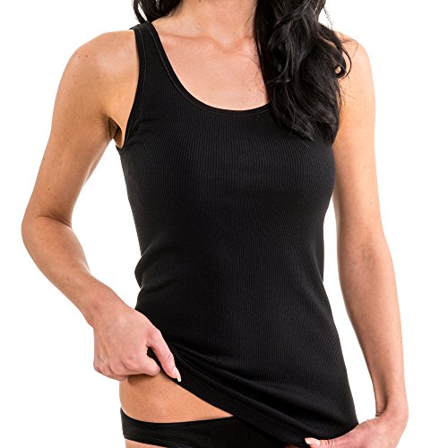 HERMKO 91318 Damen Doppelripp Tank Top aus 100% Bio-Baumwolle, Farbe:schwarz, Größe:52/54 (XXL) von HERMKO