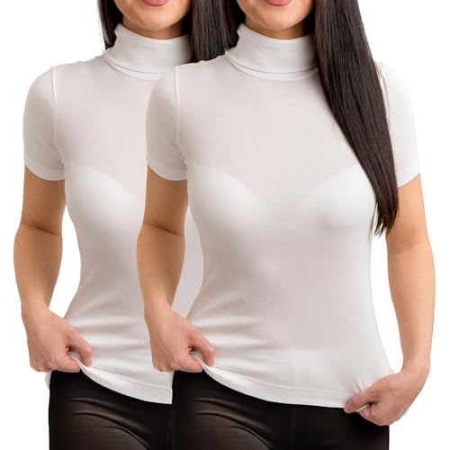 HERMKO A-17855 2er Pack Damen Shirt mit Rollkragen, Farbe:weiß, Größe:52/54 (XXL) von HERMKO